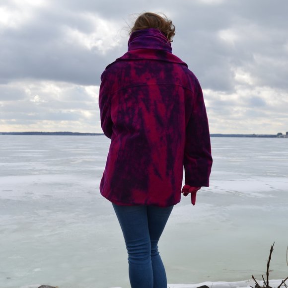 Winter cape Pea Coat Purple navy large XXL plus 12 14 16 18 pink black tie dyed - Picture 13 of 15